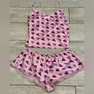 Victoria’s Secret Pink Heart Satin Sleep Set XL